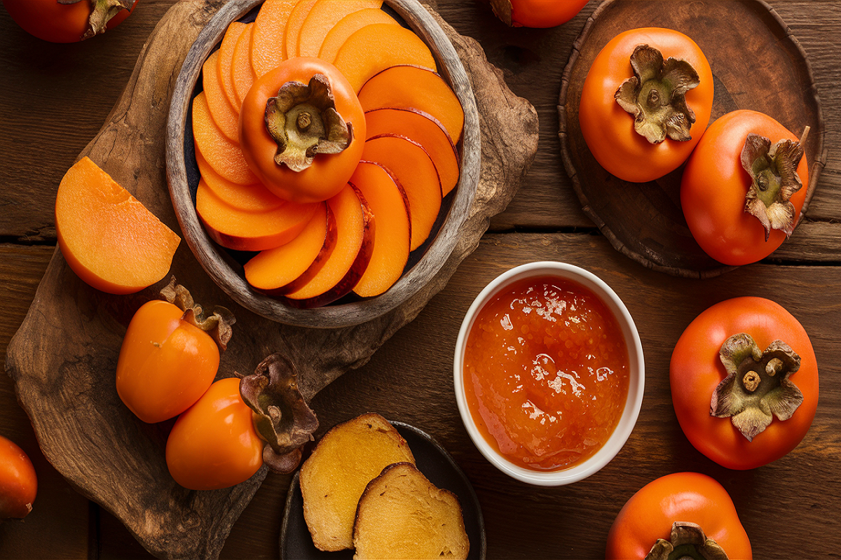 What flavors go well with persimmon?